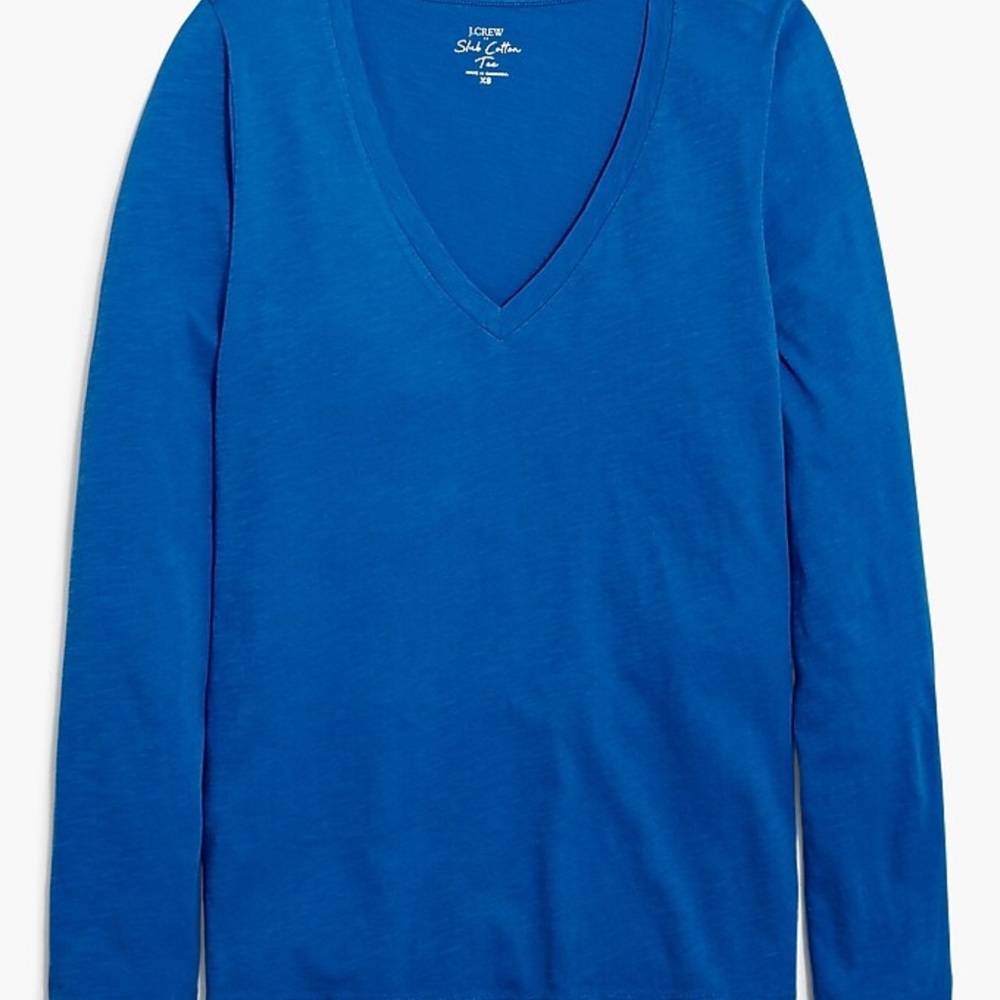 J. Crew Long-Sleeve Vintage Slub Cotton V-neck Tee